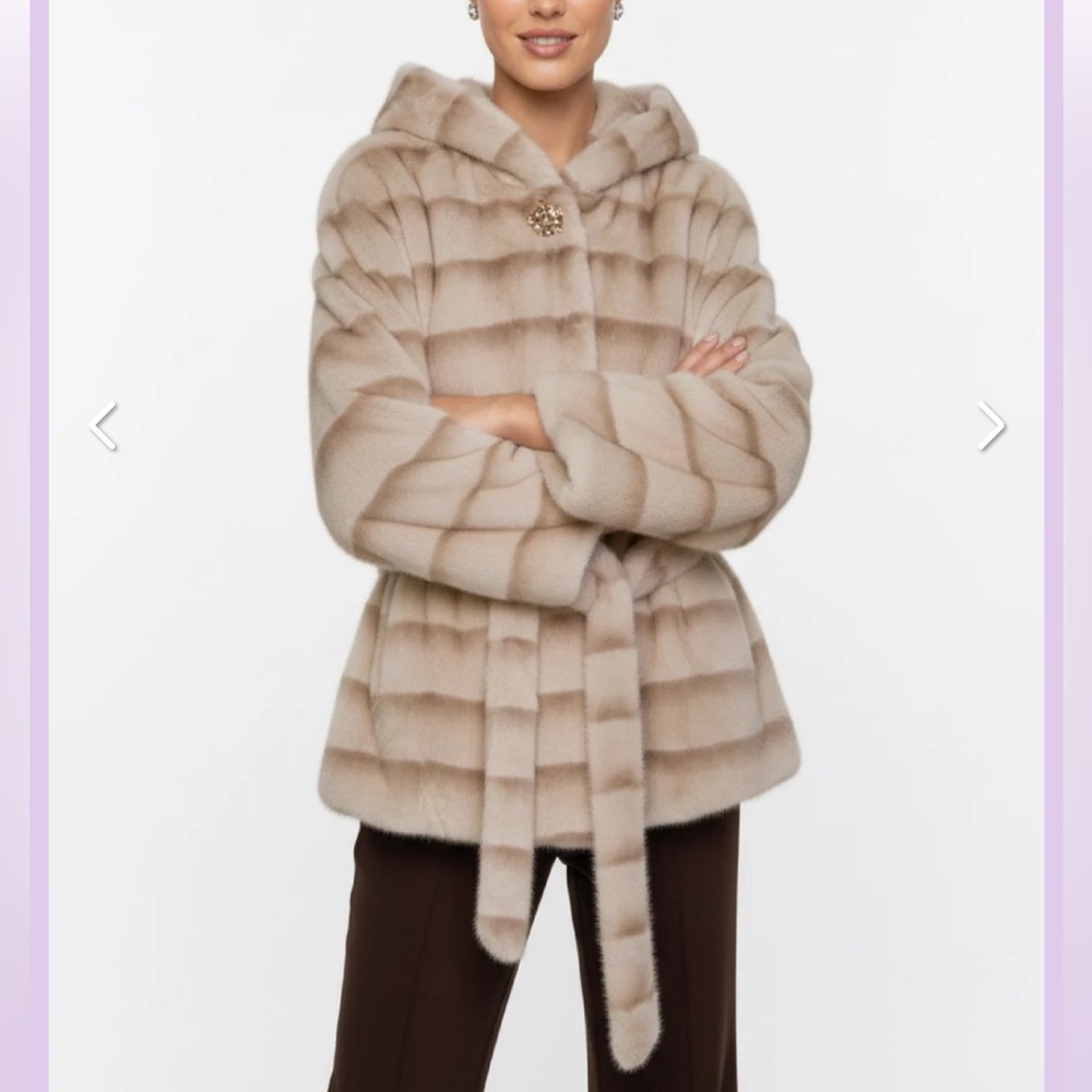 Elegant Tan Hooded Faux Fur Fabulous Jacket
